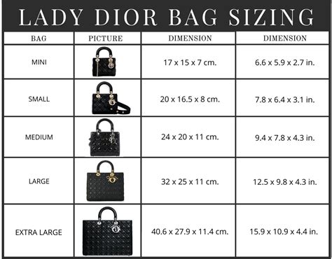 size lady dior bag|lady dior bag size chart.